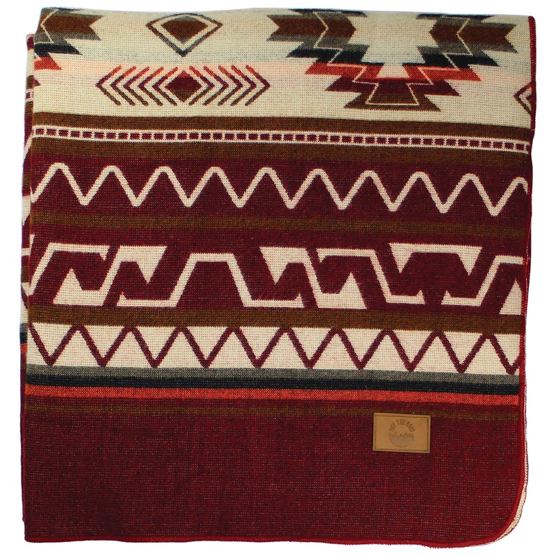Off the Grid Inca Aztec Throw, Queen, King Blanket | Southwest Indian Navajo Boho Style | Native Cover for Camping, Bedding, Couch, Vanlife | Faux Alpaca, Lightweight, Hypoallergenic (Vinincunca Maroon, Queen) - Image 1